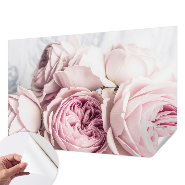 3D fototapet med rosa rosor