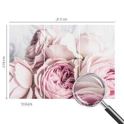 3D fototapet med rosa rosor