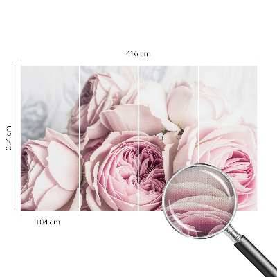 3D fototapet med rosa rosor