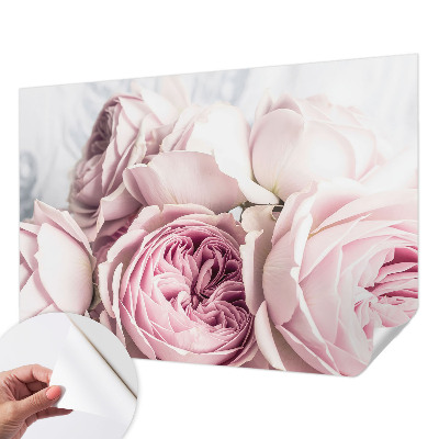 3D fototapet med rosa rosor