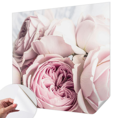3D fototapet med rosa rosor