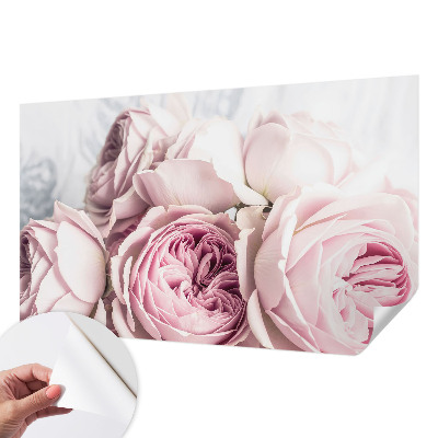 3D fototapet med rosa rosor