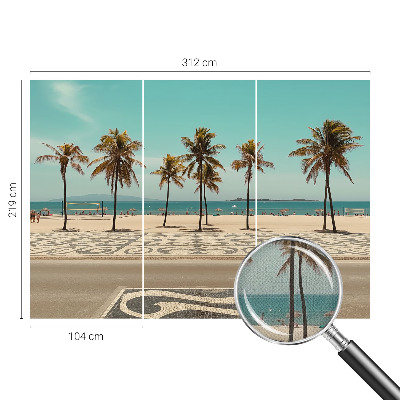 Självhäftande fotovägg med motiv av palmer på stranden