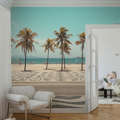 Självhäftande fotovägg med motiv av palmer på stranden