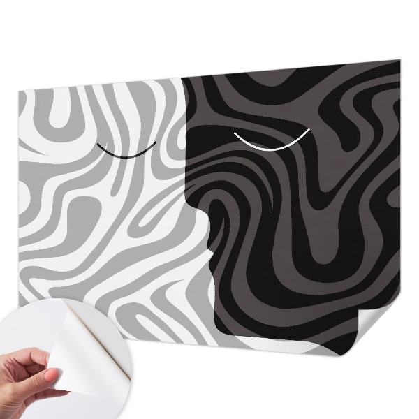 3D fototapet med abstrakta ansikten