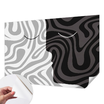 3D fototapet med abstrakta ansikten