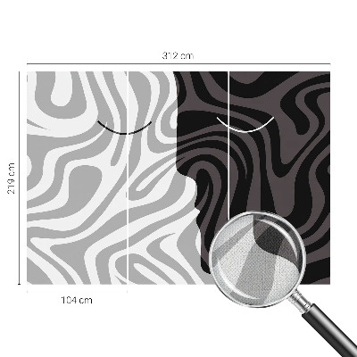 3D fototapet med abstrakta ansikten