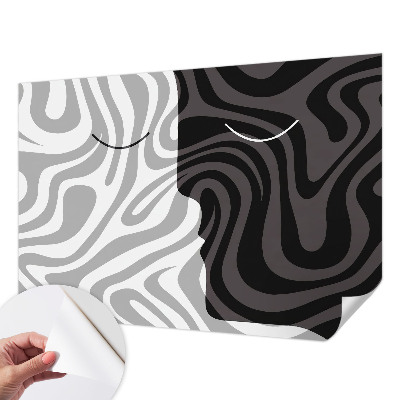 3D fototapet med abstrakta ansikten