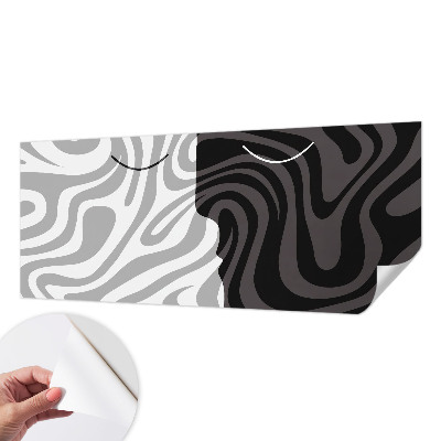 3D fototapet med abstrakta ansikten