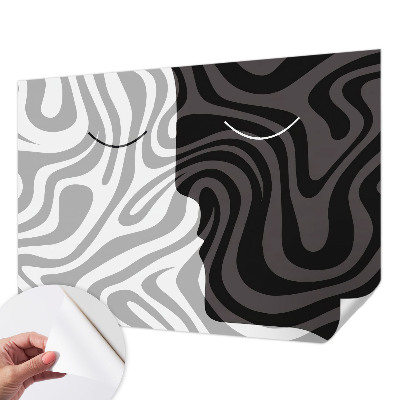 3D fototapet med abstrakta ansikten