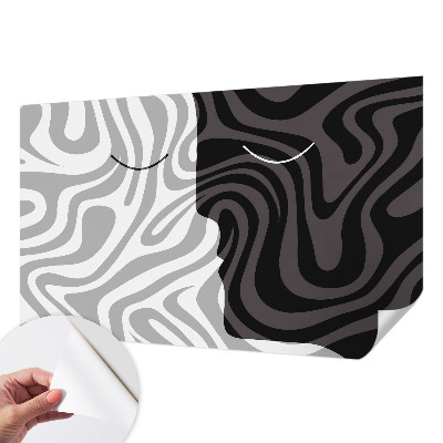 3D fototapet med abstrakta ansikten