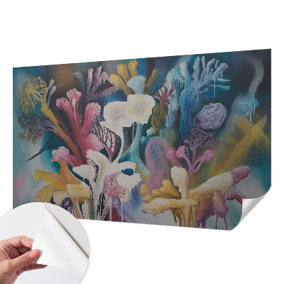 Självhäftande fotovägg med ett blommigt motiv