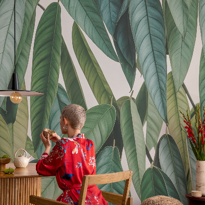 Självhäftande fotovägg med motiv av naturliga blad