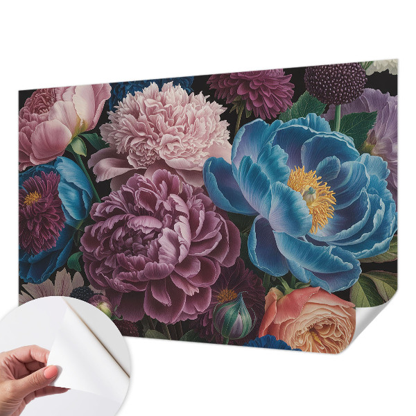 3D fototapet Färgglada blommor