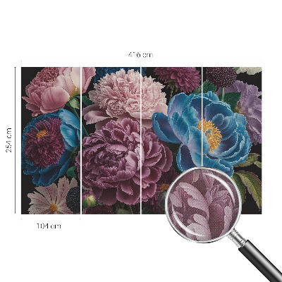 3D fototapet med färgglada blommor