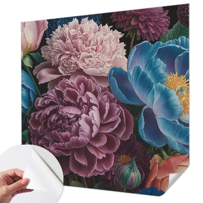 3D fototapet med färgglada blommor