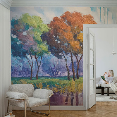 Fototapet för barn med abstrakta träd i en lekfull design