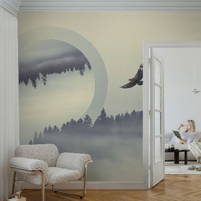 Självhäftande fototapet med motiv av ett skogslandskap