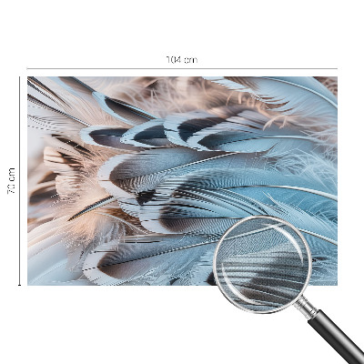 3D fototapet med blåa fjädrar