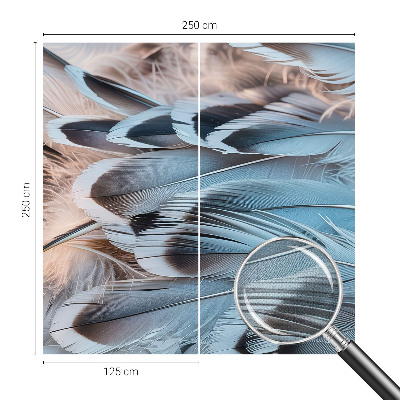3D fototapet med blåa fjädrar