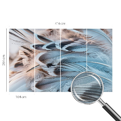 3D fototapet Blå fjädrar