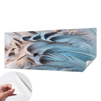 3D fototapet med blåa fjädrar