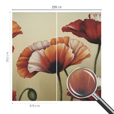 Fototapet barnrum med glada vallmoblommor