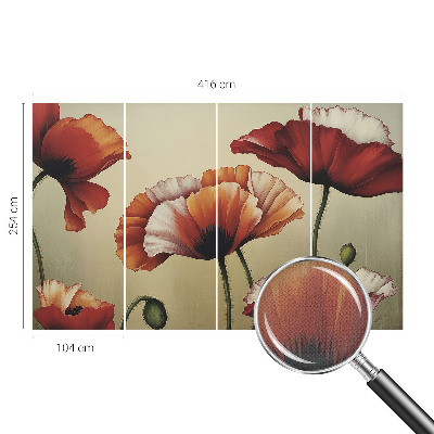 Fototapet barnrum med glada vallmoblommor