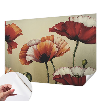 Fototapet barnrum Glada vallmoblommor