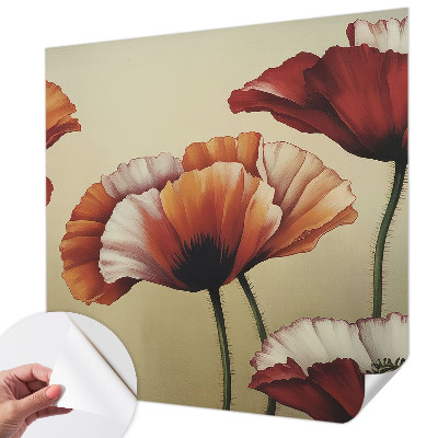 Fototapet barnrum med glada vallmoblommor