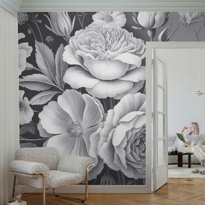 Fototapet för barn Grå blommor
