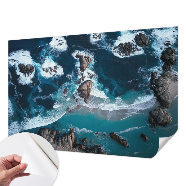 3D fototapet med motiv av havsvågor