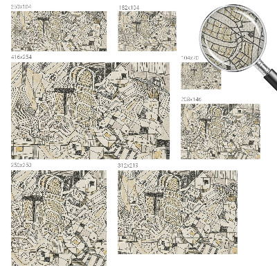 Självhäftande fotovägg med ett geometriskt abstrakt mönster