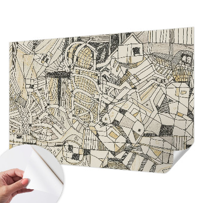 Självhäftande fotovägg med ett geometriskt abstrakt mönster