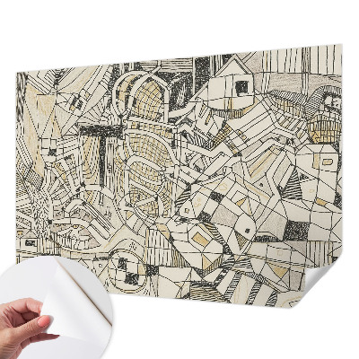 Självhäftande fotovägg med ett geometriskt abstrakt mönster