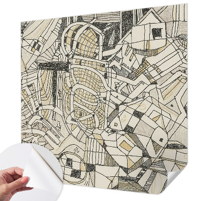 Självhäftande fotovägg med ett geometriskt abstrakt mönster
