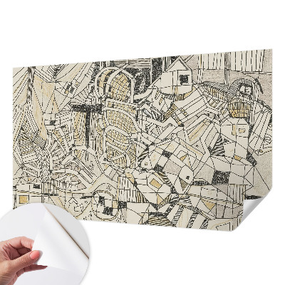 Självhäftande fotovägg med ett geometriskt abstrakt mönster