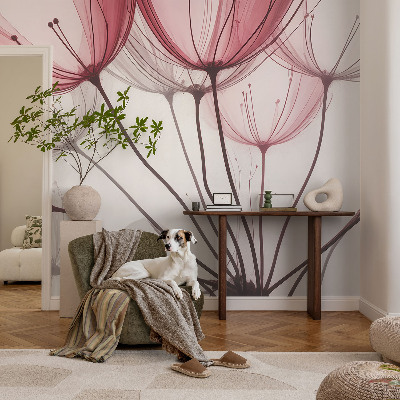 Peel and stick fototapet med blommiga silhuetter som motiv