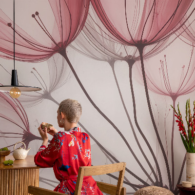 Peel and stick fototapet med blommiga silhuetter som motiv