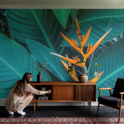 Fototapet barnrum Bladrika blommor