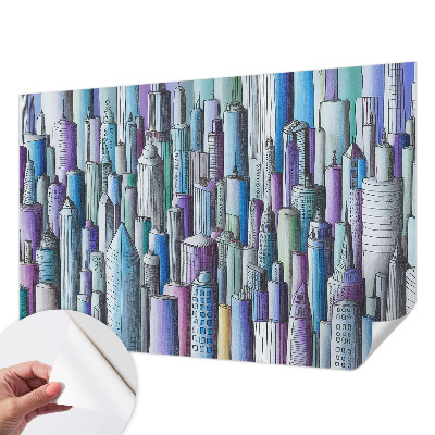 3D fototapet med motiv av stadens skyskrapor
