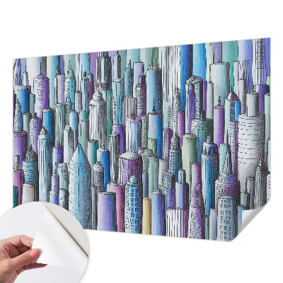 3D fototapet med motiv av stadens skyskrapor