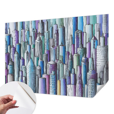 3D fototapet med motiv av stadens skyskrapor