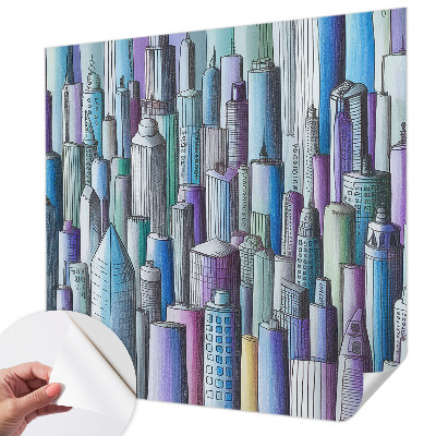 3D fototapet med motiv av stadens skyskrapor