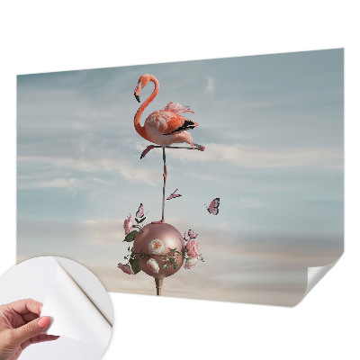 Peel and stick fototapet med ett elegant flamingomotiv