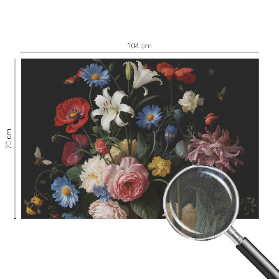 Självhäftande fototapet med blommor och insekter som motiv