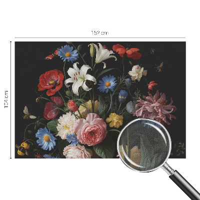 Självhäftande fototapet med blommor och insekter som motiv