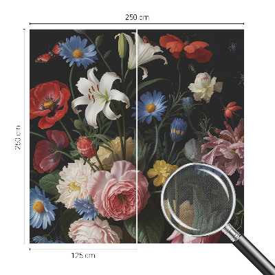 Självhäftande fototapet Blommor med insekter