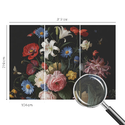 Självhäftande fototapet med blommor och insekter som motiv