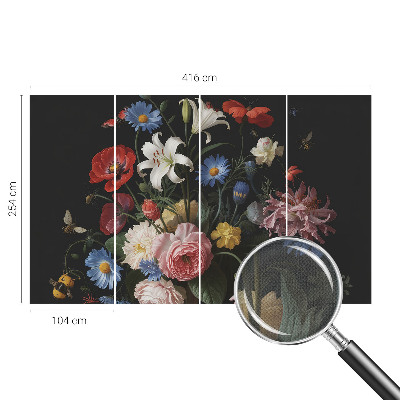 Självhäftande fototapet med blommor och insekter som motiv